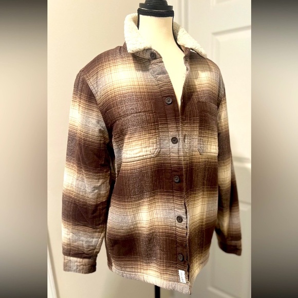 Hollister Brown and Cream Plaid Shirt Jacket - Picture 4 of 14